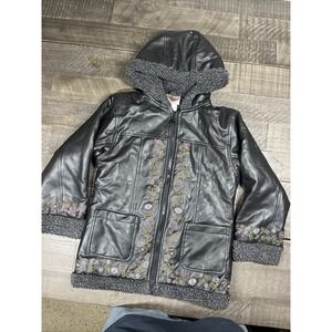 Harley-Davidson Kids Girls Embroidered Black Faux Leather Biker Jacket – Size 6X